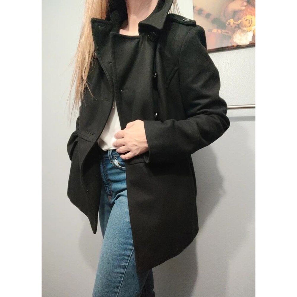 Michael Kors black women's coat peacoat overcoat black size S like new